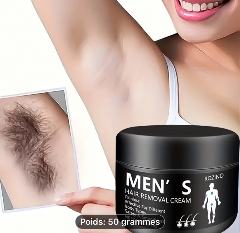 Utilisation unique pour une élimination douce pendant 6 mois, Épilation instantanée, Crème dépilatoire pour hommes 50G, Non irritante pour la peau, Épilation semi-permanente lisse et sans résidus, Utilisée pour l'épilation du visage, des lèvres, des aisse
