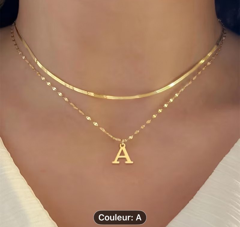 Collier avec Lettre Élégant Doré en Acier Inoxydable 316L 316L - A-Z Une des Lettres - Fermoir Mousqueton Chic, Parfait pour les Occasions Décontractées ou Formelles, Bijoux Décontractés|Bijoux Minimalistes|Bijoux Durables