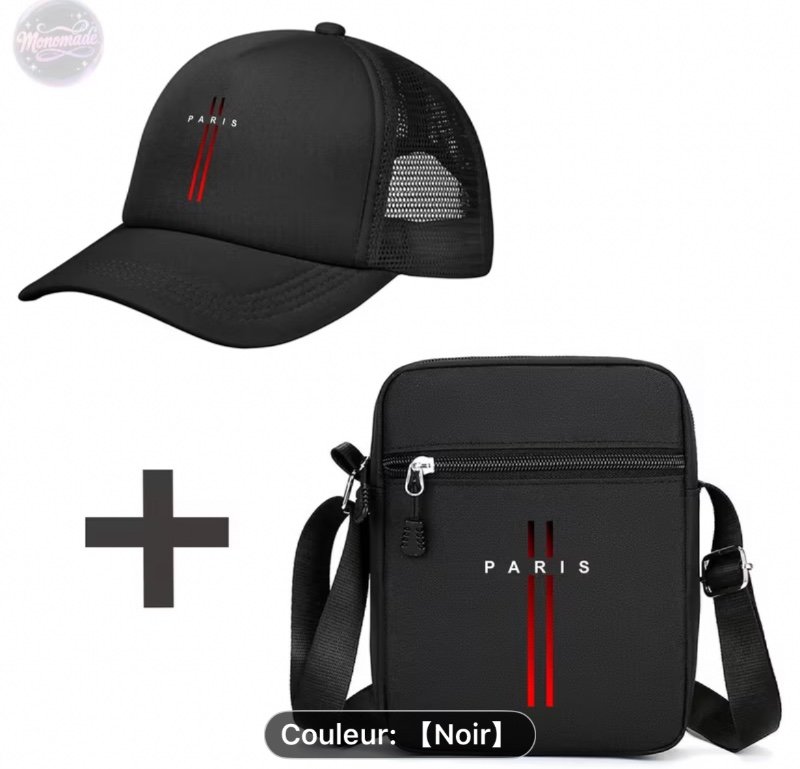 2 pièces Ensemble Sac à Bandoulière et Casquette à Thème Parisien - Sac à Dos Réglable Style Français, Accessoires Rétro  Eiffel pour Femmes et Hommes, Tenue de Voyage Lavable à la Main pour Usage Quotidien et Aventures de Week-end, Idée Cadeau