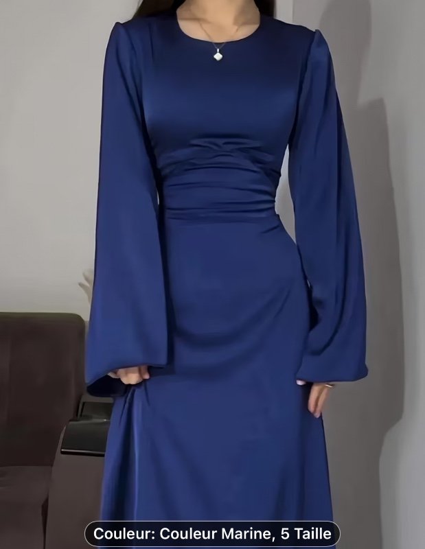 Robe élégante à manches longues et dos long avec nœud pour femmes