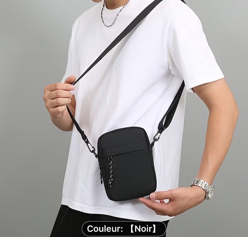 Sac Bandoulière en Tissu Oxford pour Homme, Sac Multifonctionnel à Épaule, Poche de Poitrine Décontractée, Grand Sac Vélo Minimaliste avec Pochette Carrée pour Téléphone