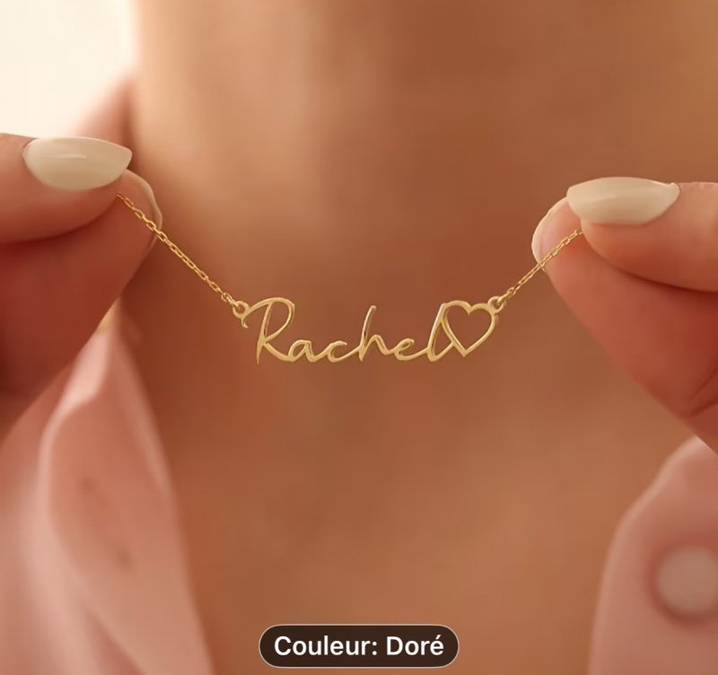 [Personnalisé] Collier avec pendentif nom personnalisé, plaque de nom en acier inoxydable en forme de cœur, style bohème élégant, bijou cadeau facile à concevoir pour femmes