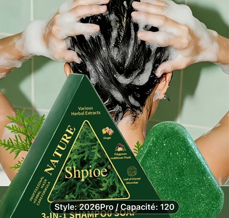 Savon shampoing 3 en 1 Pro 2026 à l'herbe d'osmanthus et feuilles de cèdre, avec cèdre, gingembre et He Shou Wu, nettoie le cuir chevelu, contrôle l'huile, hydrate, pour cheveux abîmés, brillants et sains