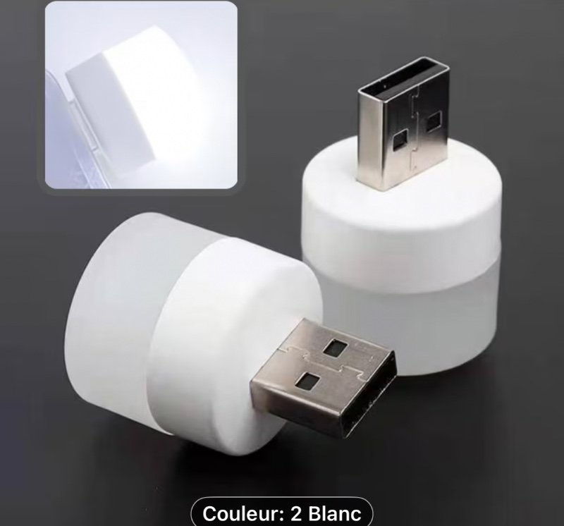 2pcs Veilleuse LED sans fil avec prise USB, chargeur mobile, petite lampe de lecture ronde, protection des yeux, lampe de chambre pour lecture