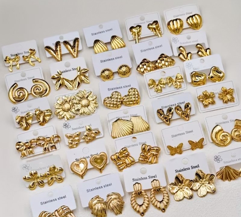5 paires de boucles d'oreilles rétro en acier inoxydable irrégulier pour femmes, boucles d'oreilles en forme de fleur, bijoux pour fêtes de mariage quotidiennes, cadeaux de vacances, style aléatoire