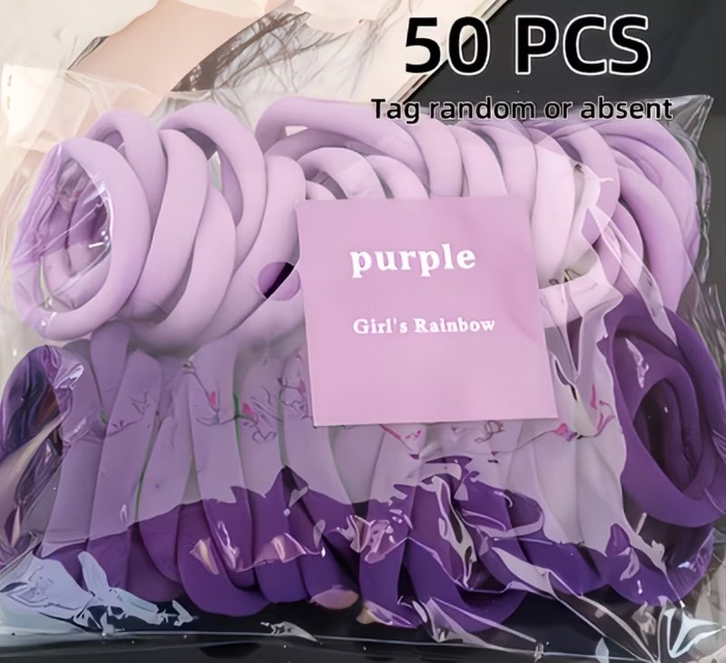Lot de 50 élastiques à cheveux décontractés pour femme, assortis au hasard - Bandeaux en fibre synthétique rose poudré et pêche, antidérapants et confortables, adaptés à un usage quotidien, à la salle de sport, pour dormir | Accessoires pour cheveux de to