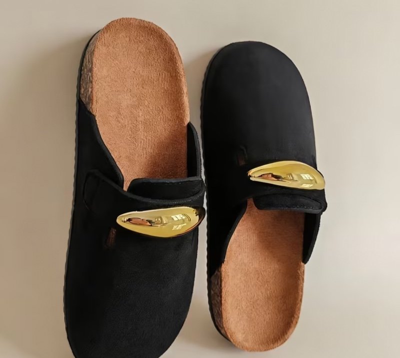 Mules femme fermées à enfiler, style vintage, semelle épaisse antidérapante en caoutchouc, confortables pour automne/hiver, tailles grandes