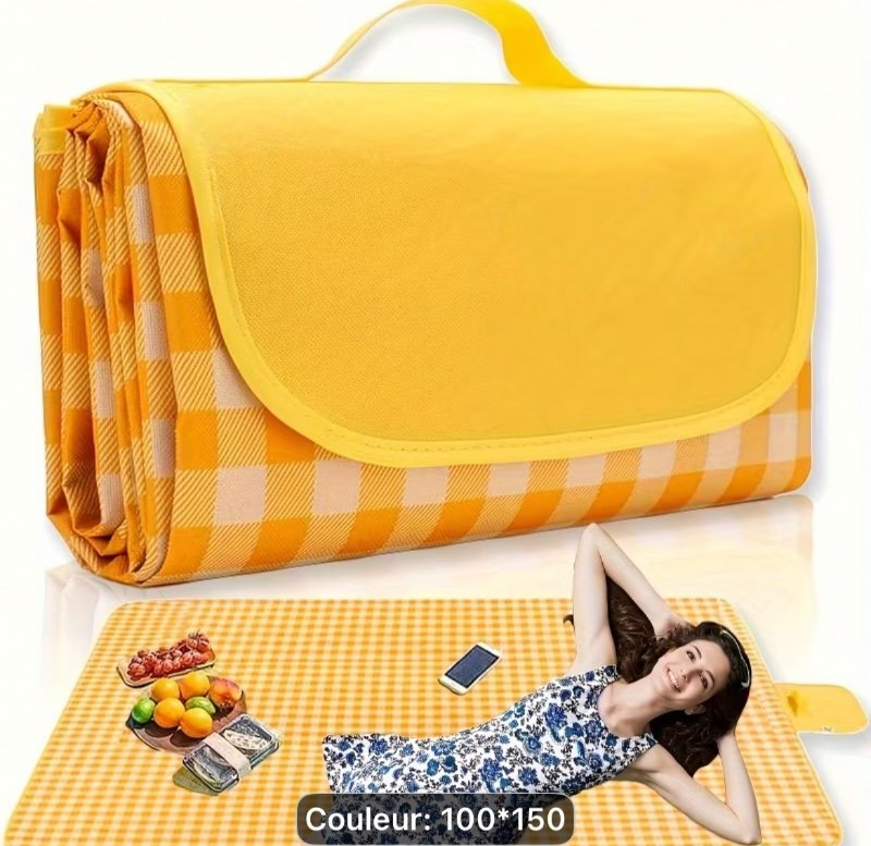 Sets de table de camping extérieur, couverture de plage portable extra large, couverture de voyage adaptée aux jeux familiaux intérieurs/extérieurs, barbecue, parc et pelouse, taille 149,86 cm x 99,06 cm, sans contact direct avec les aliments