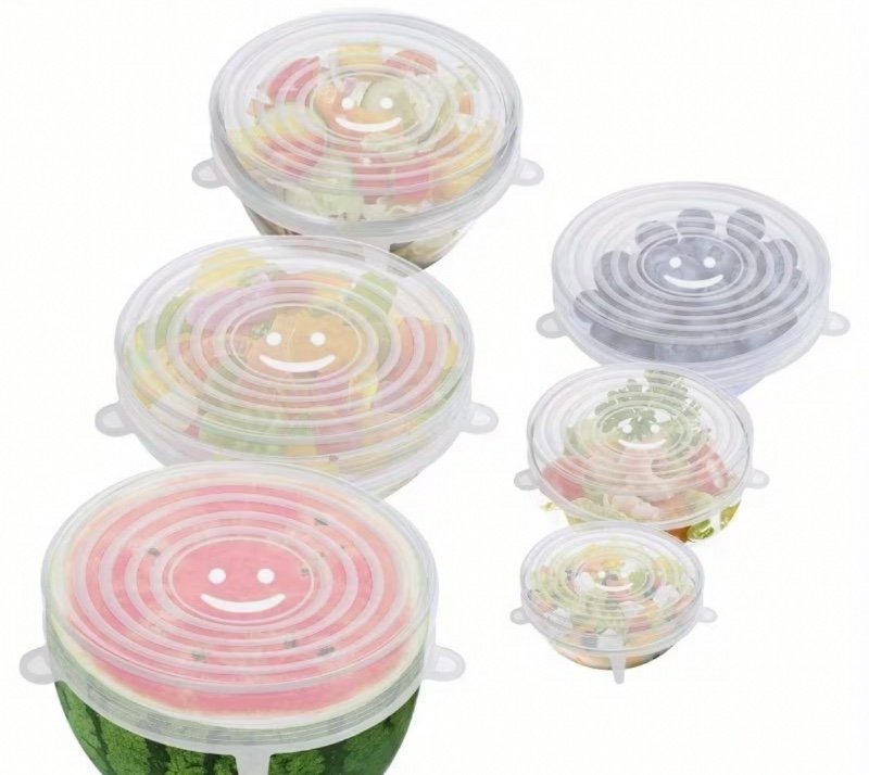 Ensemble de 6 couvercles ronds extensibles en silicone pour la conservation des aliments, couvercles durables et réutilisables, adaptés à un stockage sûr des bols, des lave-vaisselle et des réfrigérateurs, couvercles de rangement pour ustensiles de cuisin