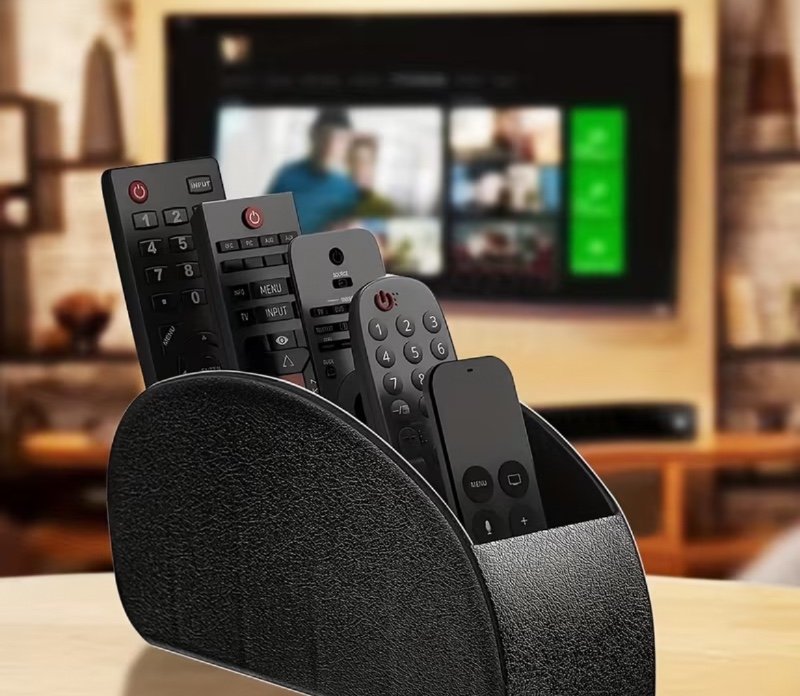 Boîte de rangement pour 1 télécommande avec 5 compartiments - Compatible avec TV/DVR/décodeur TV par câble, plateau peu encombrant adapté pour salon, bureau à domicile, chambre - Convient aux télécommandes numéro un, deux, trois, quatre, cinq - Boîte orga