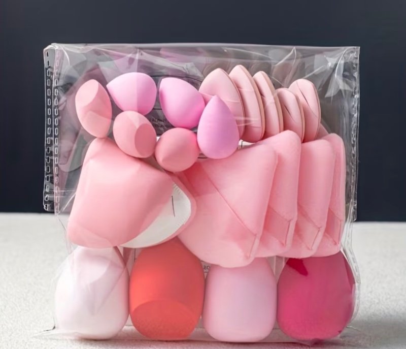 22 Ensembles de Pinceaux de Cosmétique, 4 Houppettes à Poudre Libre, 2 Houppettes à Poudre Marshmallow, 6 Mini Éponges de Cosmétique, 4 Grandes Éponges de Cosmétique, 6 Pinceaux à Doigt, Éponges de Beauté Mixtes pour Fond de Teint, Anti-cernes, Utilisatio