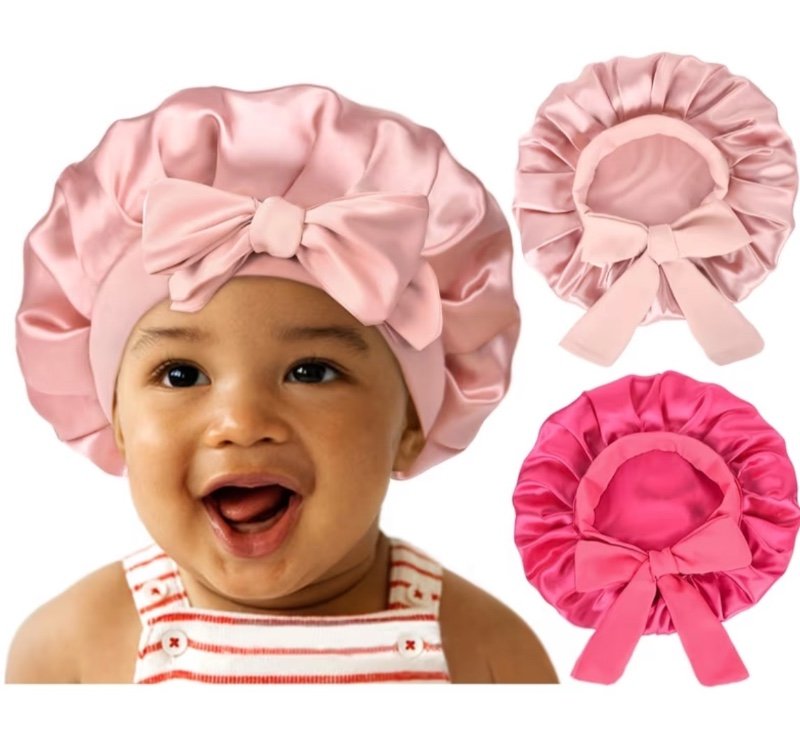 2/4pcs Bonnet Satin Bonnet pour Enfants Bonnet de Dormir Cheveux Naturels Bouclés Bonnets en Satin pour Filles Garçons