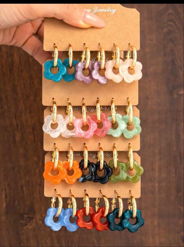 6-24 pièces Boucles d'oreilles en résine fleur de dopamine colorées, boucles d'oreilles élégantes minimalistes à la mode et polyvalentes, convenant pour le port quotidien des femmes