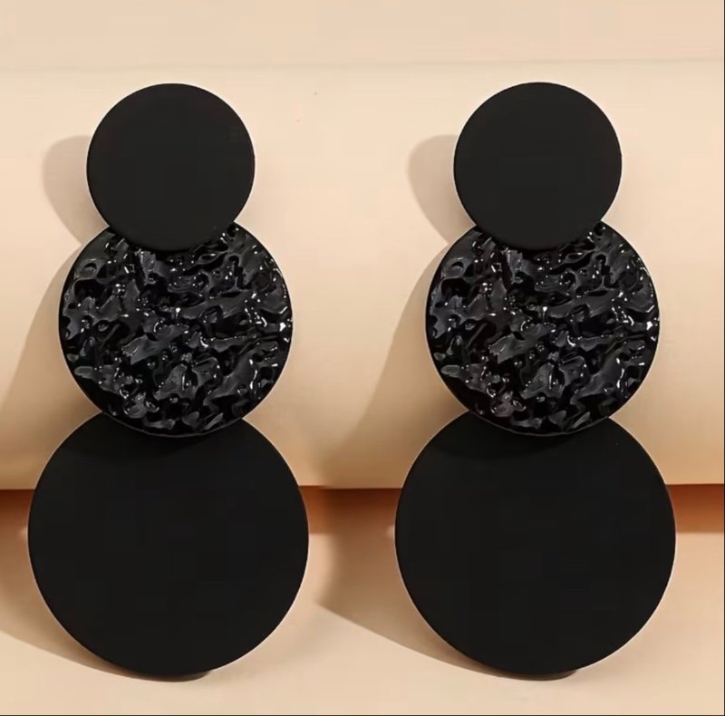 2 pièces/Set Boucles d'oreilles Femme Texturées Géométriques Irégulières Style Punk Sombre
