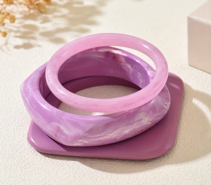 3 pièces Bracelets pour Femmes, Style Bohème en Résine + Bois, Bracelets Empilables pour Tenue Décontractée