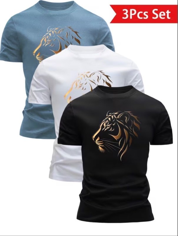 Ensemble de 3 T-shirts d'été à manches courtes pour hommes