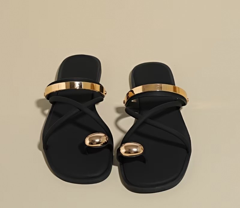Tongues séparées pour femme de style minimaliste, conception à lanières croisées, chaussures de plage confortables pour les vacances, sandales de trajet quotidien, chaussures pour femme