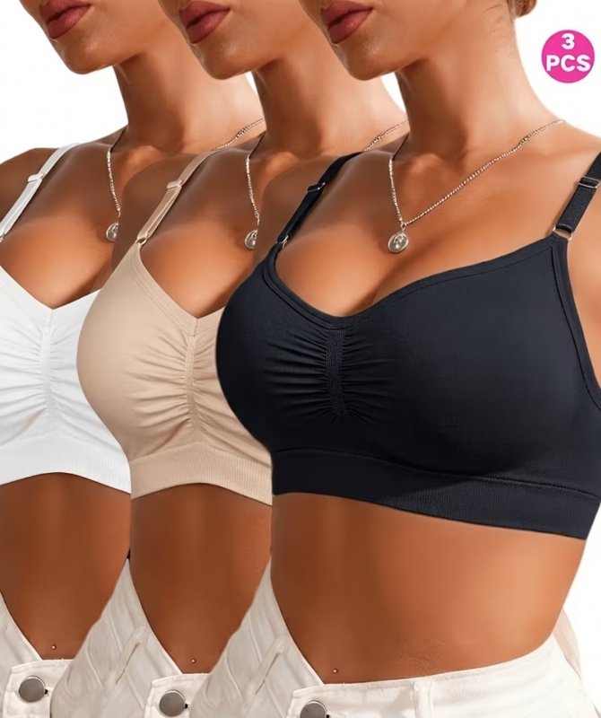 Lot de 3 soutiens-gorge triangles légers et respirants pour femmes, maintien élastique, non compressifs, bretelles réglables, confortables et doux pour la peau, sans fil, anti-exposition, soutien-gorge de nuit d'été frais pour femmes