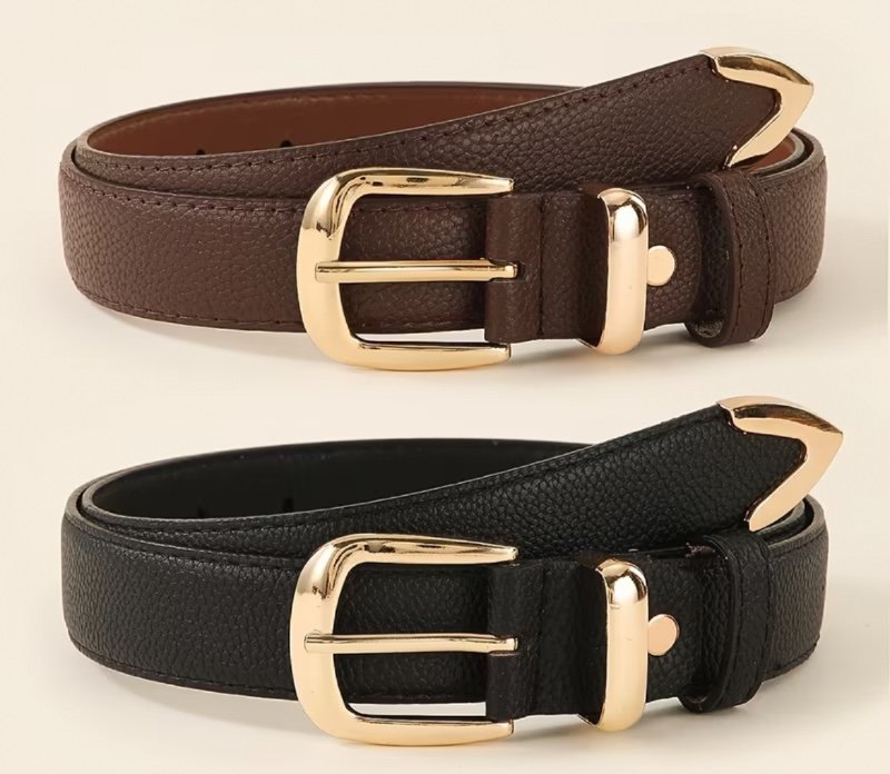 Ceinture pour femme à boucle en alliage motif litchi - design simple, décontracté et élégant en couleur unie - accessoire polyvalent idéal pour robes et pantalons - adaptée au port quotidien.