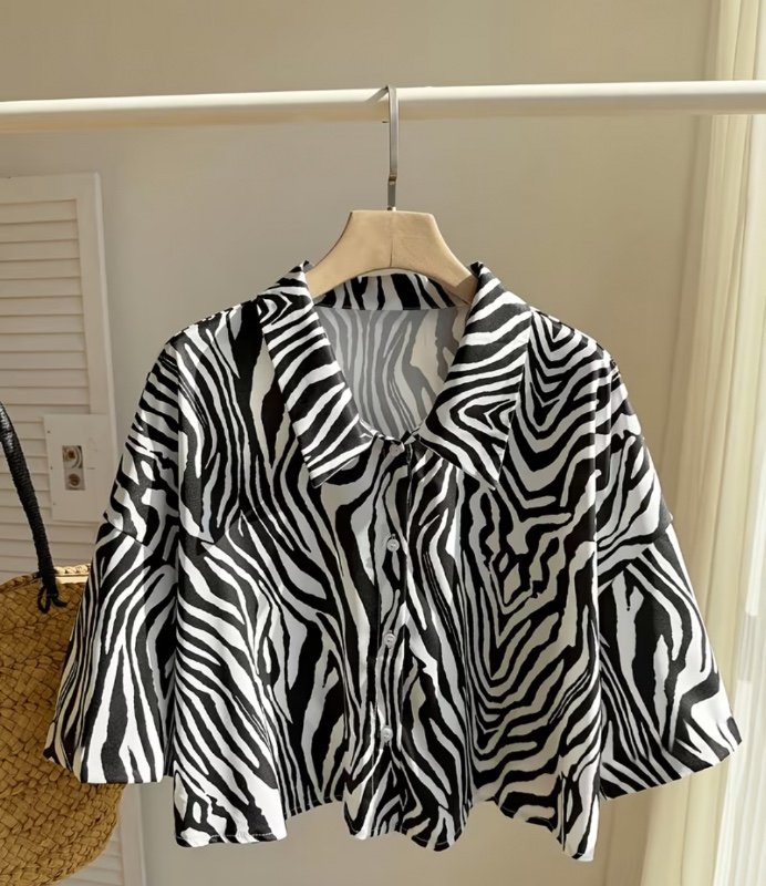 Chemise à Manches Courtes Femme Imprimé Zèbre + Été