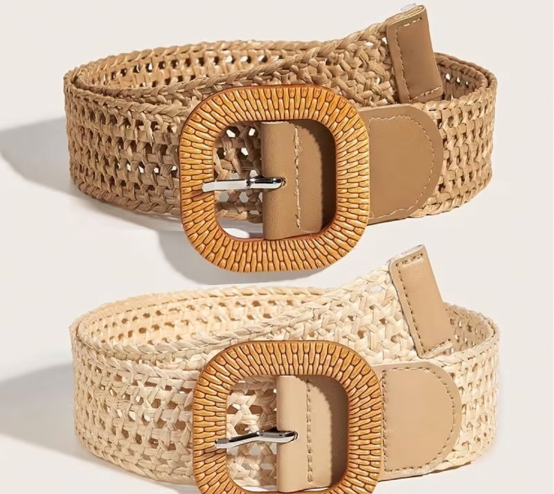 2pcs Ceintures Style Bohème, Boucle Carrée Décoration Robe Ceinture