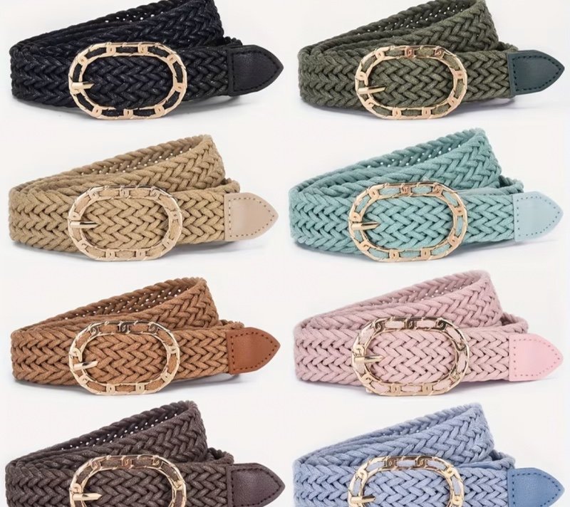 1pc PP Paille Élastique Ceinture Mode Style Bohème Boucle à Aiguille Ronde Femme's Ceinture Polyvalente Jupe