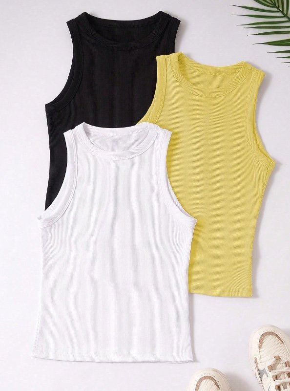 SHEIN Franclia Débardeur femme casual et polyvalent de couleur unie
