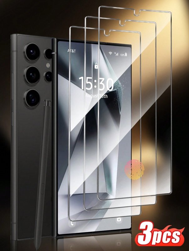 Mr. War Gorilla 3 pièces Protecteur d'écran en verre trempé, compatible avec S26 Ultra/S23 Ultra, installation facile, tactile sensible, sans bulles. Plus clair après l'installation, incassable, résistant aux rayures, étanche, compatible avec Galaxy S8/S9