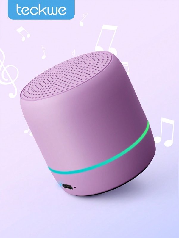 Teckwe Haut-parleur sans fil portable mini à lumière respirante LED, son stéréo puissant pour salle de bain, plage, extérieur, fête, violet