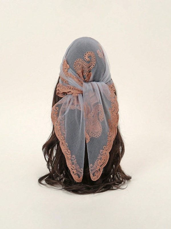 1 pièce Foulard bandana brodé mode femme, essentiel pour la plage, les vacances et les voyages