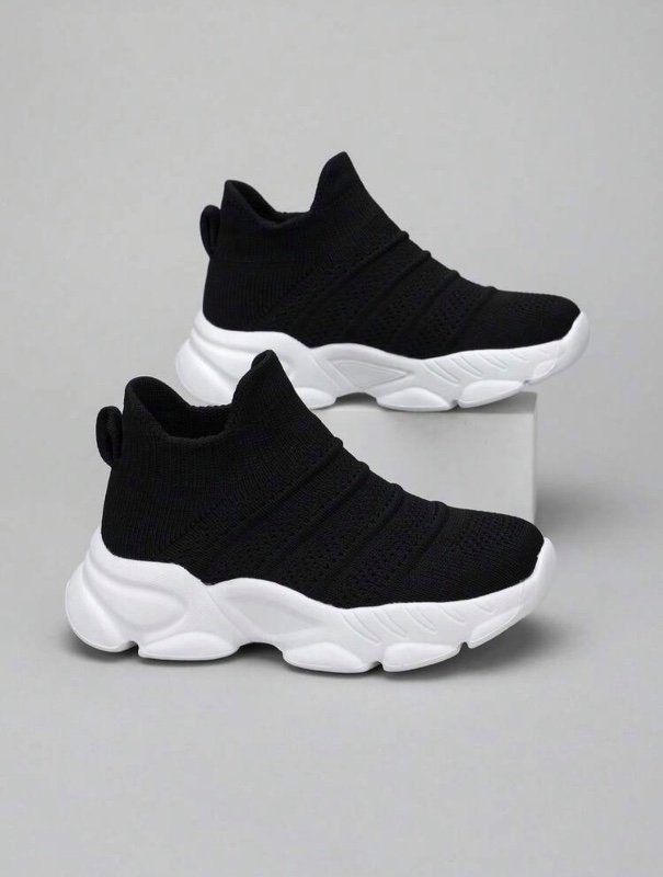 1 paire de chaussures de course décontractées respirantes à tige en tissu rayé pour adolescents, printemps/automne, chaussures légères à enfiler pour le camping en extérieur, convenant à toutes les saisons