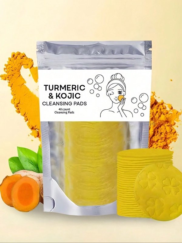 20 pièces Tampons nettoyants pour le visage au curcuma, outil de nettoyage et d'exfoliation pour le soin du visage, doux et confortable
