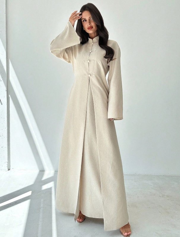 Firerie Ensemble deux pièces élégant et vintage pour femmes, composé d'un Top fendu extra long et d'un pantalon de couleur unie
