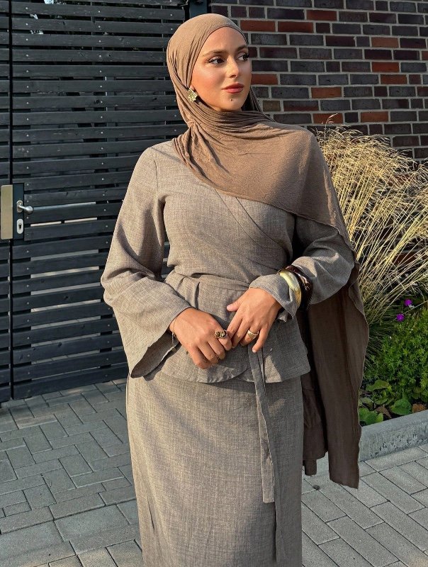 Livesso 2 pièces/Set Top à taille cintrée d'été et jupe queue de poisson pour femmes. Ensembles de mode modeste bohème pour les loisirs. Tenues de vacances pour femmes