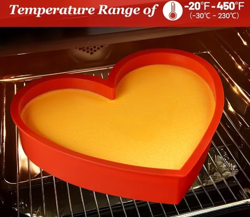 Moule à gâteau en silicone en forme de cœur de 23 cm (9 pouces) antiadhésif, moule à pâtisserie en forme de cœur, pour gâteaux, pâtisserie, pâtisseries françaises, brownies, glaçons