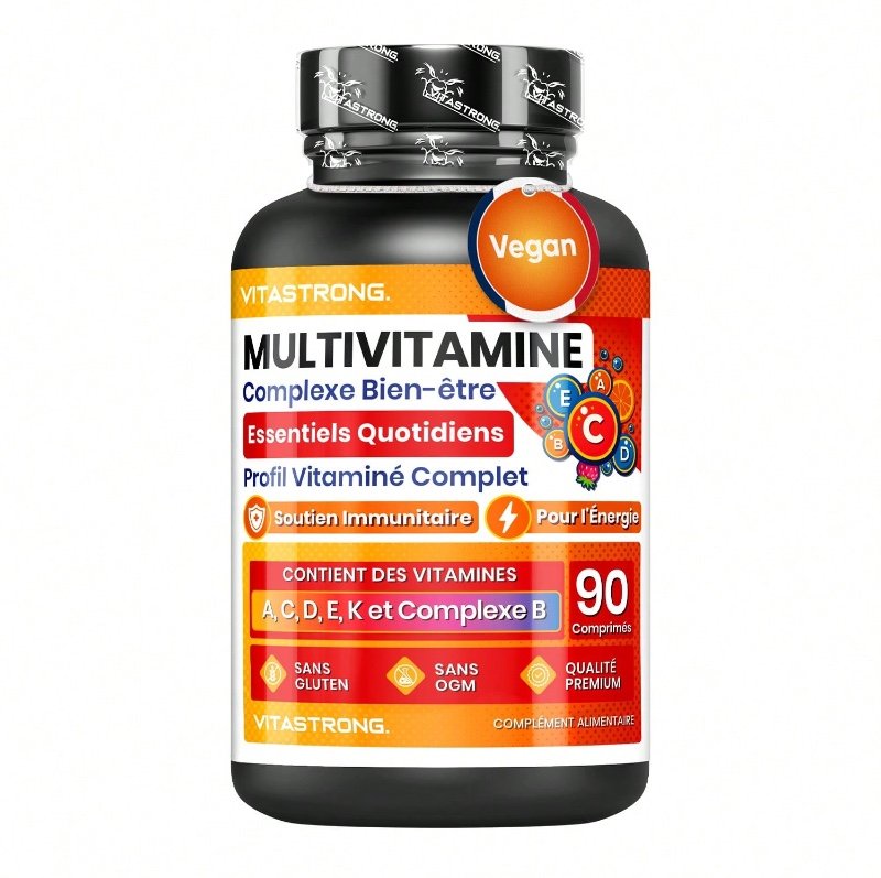 Vitastrong Multivitamines complètes, 13 vitamines essentielles à haute dose, multivitamines pour hommes et femmes, fabriquées en Italie, complément multivitaminé pur et certifié.