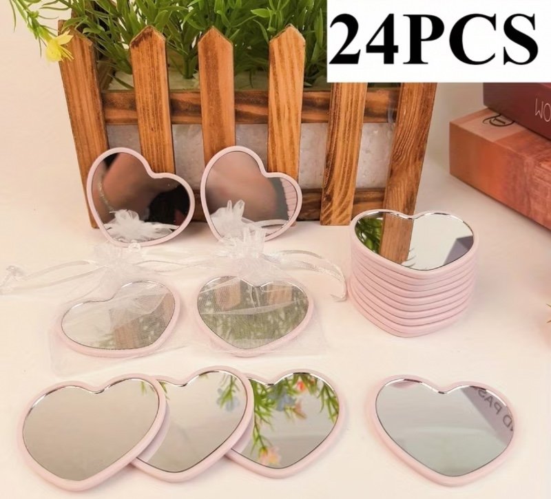 24 Miroirs de poche en forme de cœur