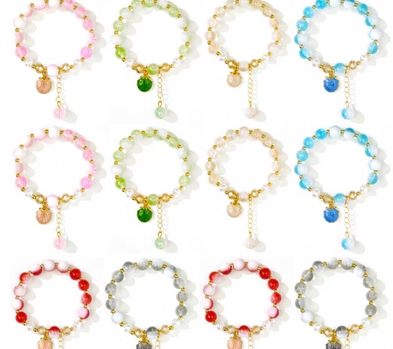 12 Pièces de Bracelets Élastiques Mignons Y2K - Perles en Verre de 10mm avec Charmes Floraux Colorés, Cartes de Bénédictions Inspirantes, Ajustement Élastique Confortable pour Femmes.