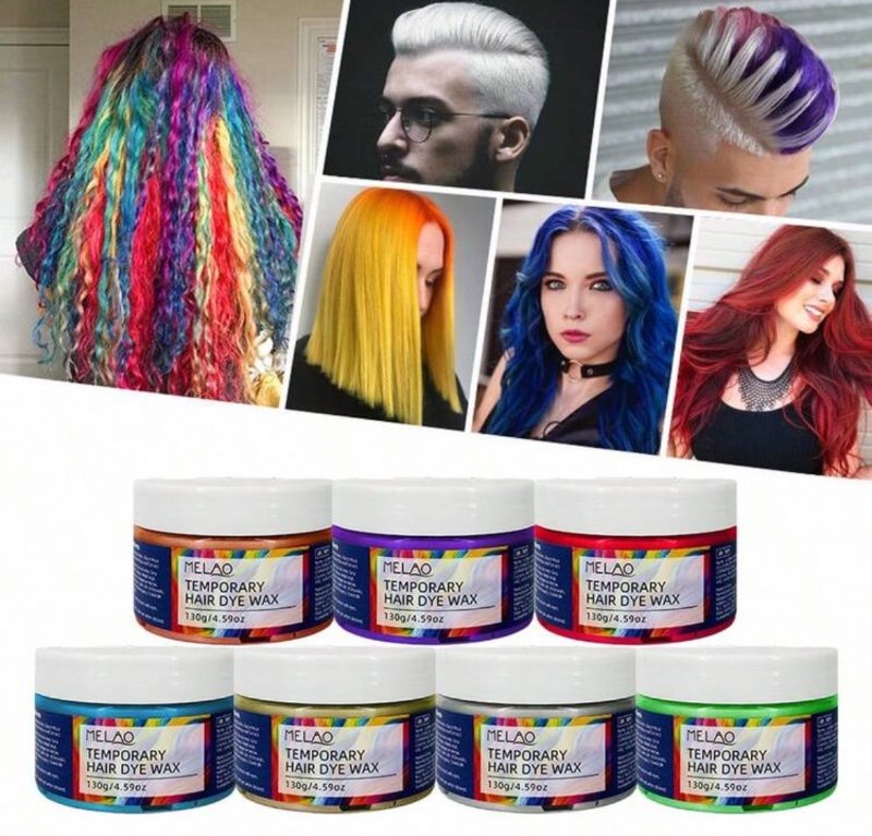 Cire colorée temporaire pour cheveux, MELAO Cire capillaire multi-couleurs, se lave facilement, pour les fêtes, 130g/4,59oz