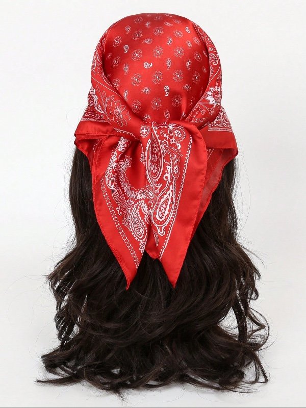 1 pièce Foulard bandana pour femme, imprimé noix de cajou, foulard en tissu soyeux pour la tête, foulard pour le cou, convient pour un usage quotidien