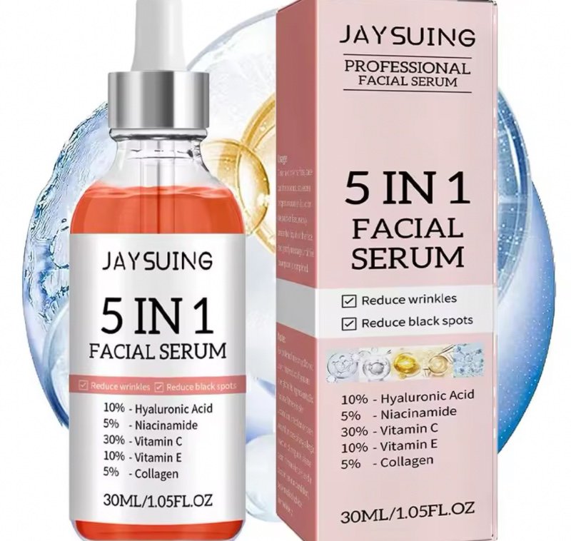 Sérum pour le visage 5 en 1, 30% vitamine C, hydratant, blanchissant, Anti-rides, vieillissement, Niacinamide, acide hyaluronique, soin de la peau, 30ml