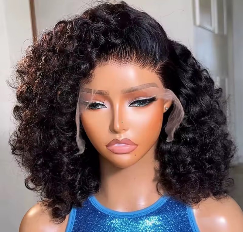 14 pouces,250% densité vague de corps sans colle perruques prêt à porter et aller cheveux humains pré-plumé vague d'eau 13x6 Hd dentelle frontale perruque cheveux humains
