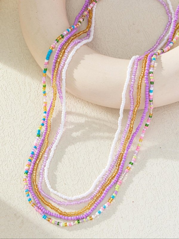 5 pièces/set Chaîne De Taille Bohème À Blocs De Couleurs Perlé Pour Femme Pour Décoration Quotidienne