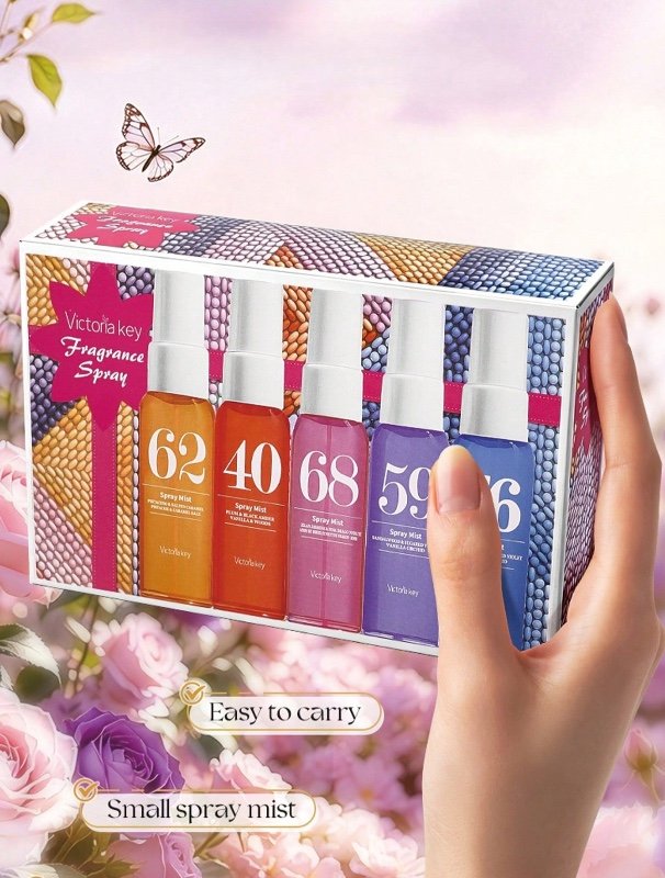 Coffret cadeau de spray parfum numérique brésilien 5 pièces/1 pièce 40ml, essentiel pour éliminer les odeurs en été, convient pour la chambre, la salle de bain, l'été et les voyages, cadeau d'anniversaire, cadeau de vacances