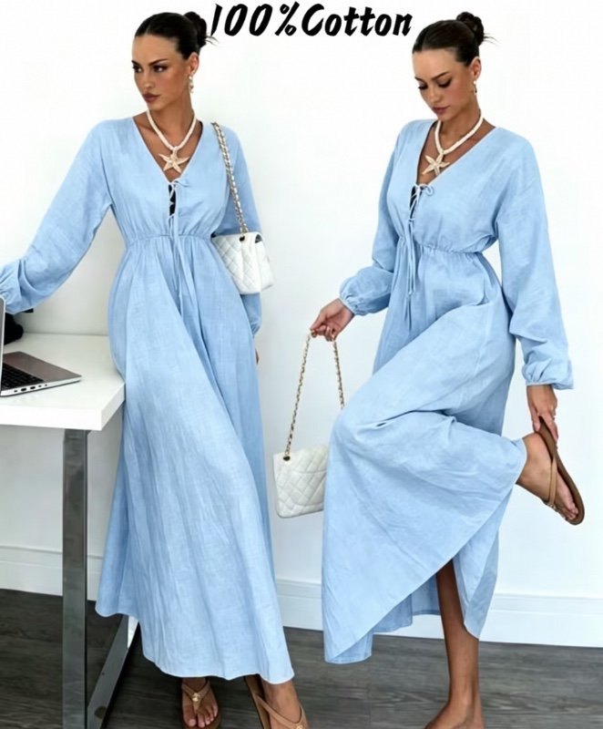 Robe nouvelle pour femme printemps/été 2026, robe longue décontractée et élégante à coupe trapèze et taille cintrée, pour tenue décontractée quotidienne, maison