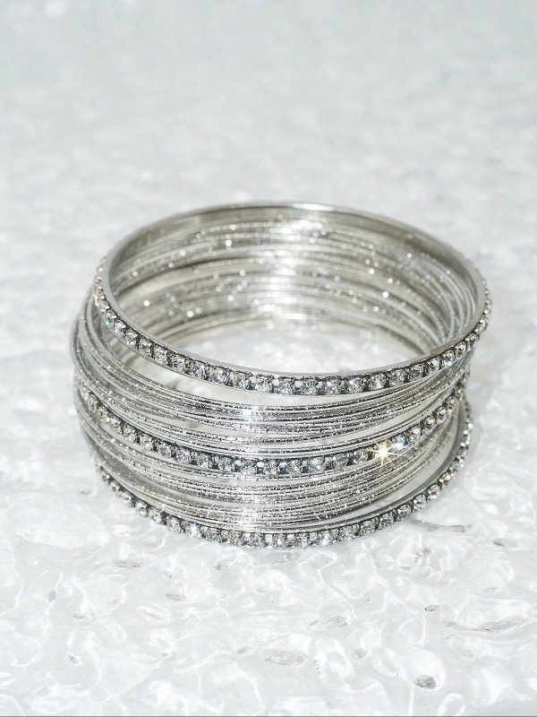 Bracelet En Argent Incrusté De Diamants En Alliage Pour Femmes De Mode De Style Européen Et Américain Ciel Étoilé
