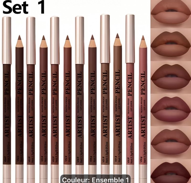 6 crayons à lèvres mat - Set de crayons à lèvres texturés, application facile, formule crémeuse, longue tenue, texture Y, idéal pour le maquillage quotidien. Parfait pour les amateurs de maquillage