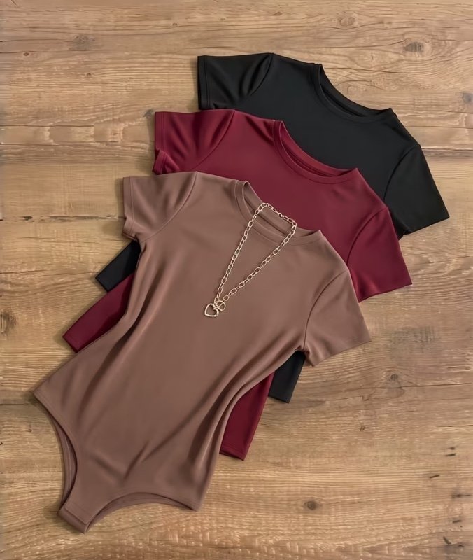 Ensemble 3 pièces printemps été pour femmes, style européen et américain, tendance, sexy, facile, polyvalent, couleur unie, manches courtes, col rond, body