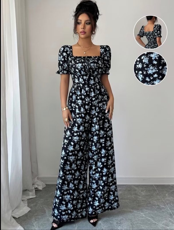 Combinaison à imprimé taille nouée, style vacances élé