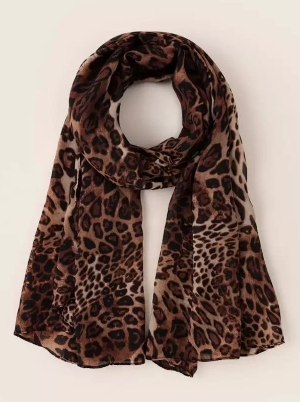 « Foulard bohème à imprimé léopard (1 pièce), tendance, idéal pour une tenue décontractée le week-end, à porter en automne et en hiver. »